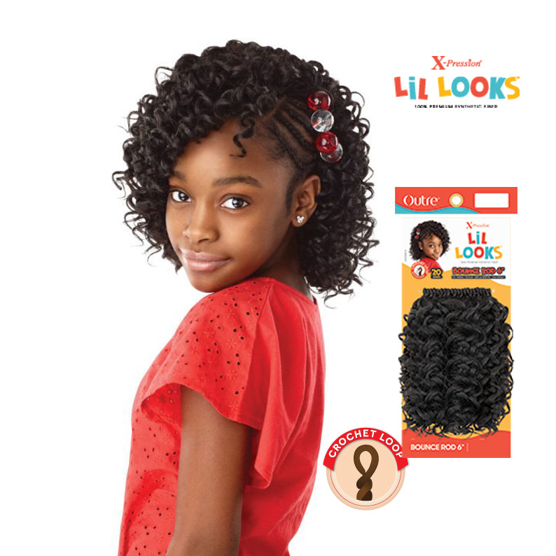 OUTRE kids crochet braids Lil Looks Bounce Rod 6 inch black curly hair extension