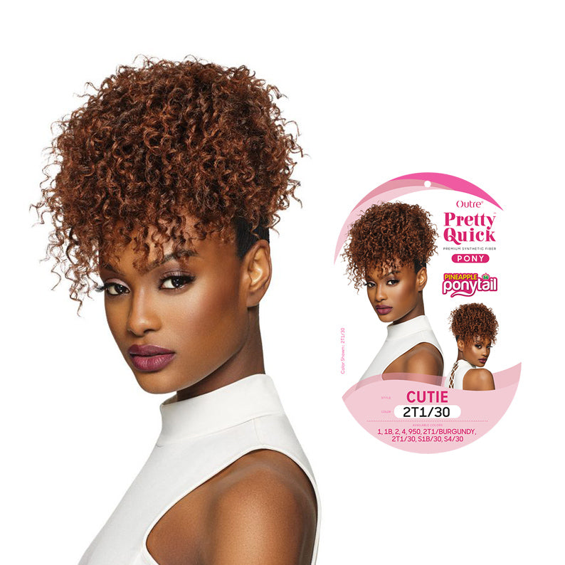 OUTRE Pretty Quick curly pineapple ponytail hair piece in 2T1 30 brown with textured short curls