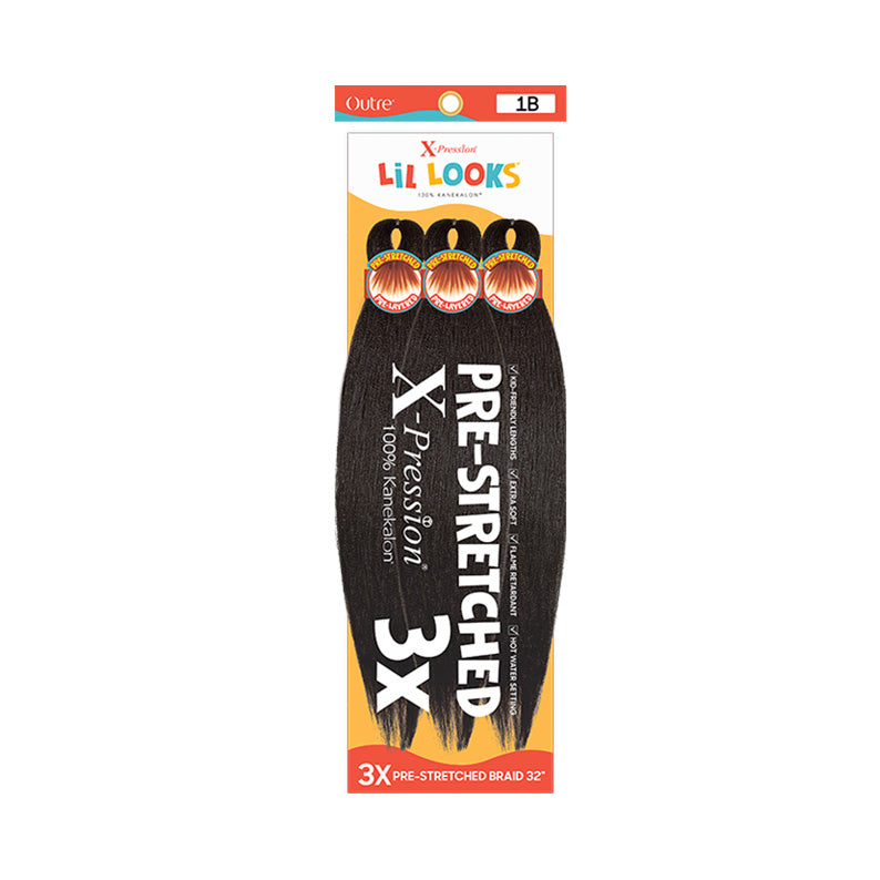 OUTRE X-Pression Lil Looks pre-stretched braiding hair for kids in natural black 3-pack