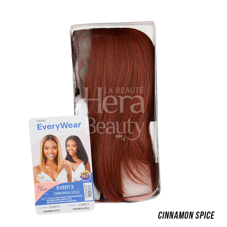 OUTRE EveryWear Cinnamon Spice synthetic lace front wig 14 inch straight in clear packaging