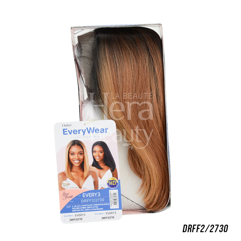 OUTRE EveryWear packaged straight brown ombre synthetic lace front wig 14 inch with lace front display card