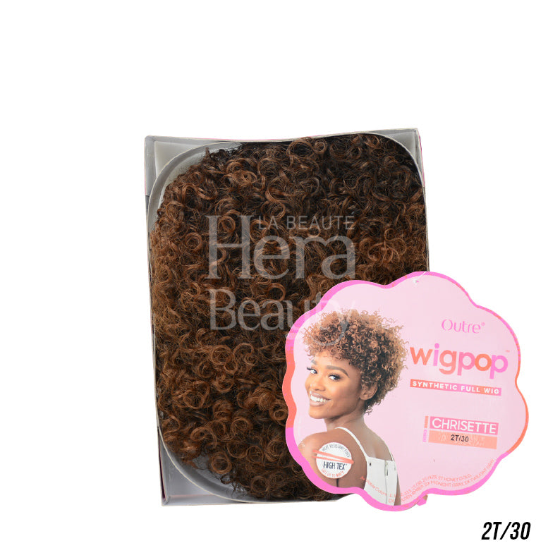 OUTRE WIGPOP synthetic full cap wig short curly Chrisette style in shade 2T30 brown to auburn