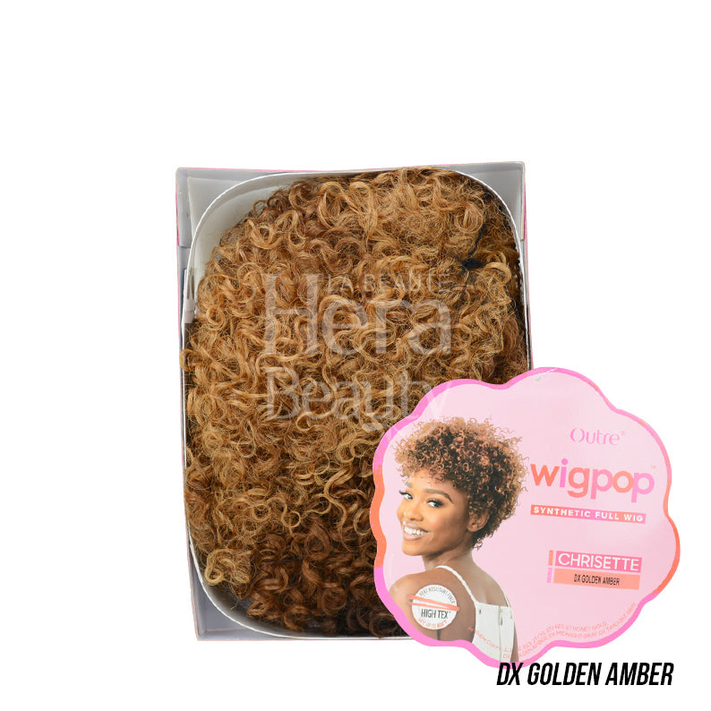 OUTRE WIGPOP synthetic full cap wig Christe DX Golden Amber short curly synthetic in box
