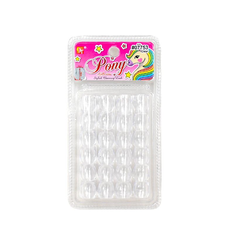 Beauty Town clear hair beads for braids in transparent packaging with colorful Pony branding
