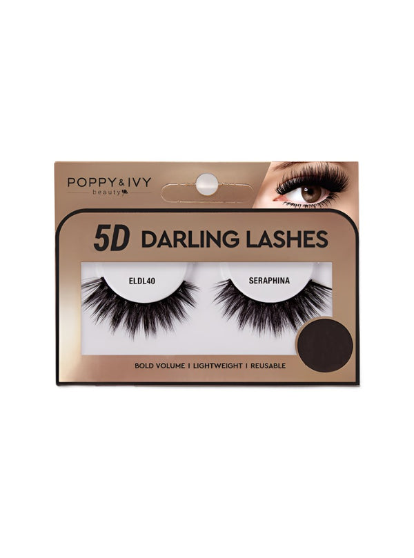 Absolute New York Seraphina false eyelashes in box showing full dramatic black lashes 5D mink lashes for dramatic volume