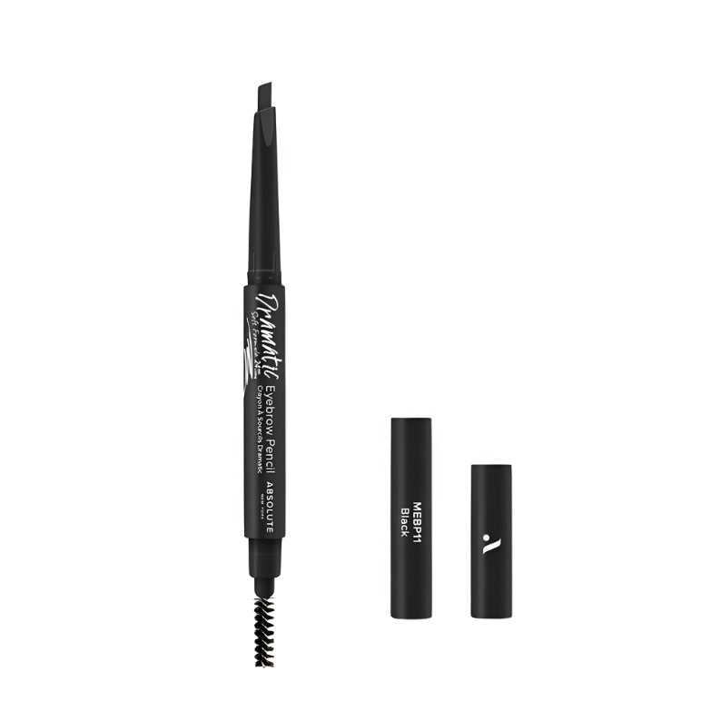 Absolute New York perfect eyebrow pencil with spoolie brush and two black pencil caps