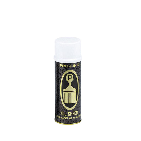 Pro-Line oil sheen spray black and gold aerosol can with white cap for hair shine and moisture