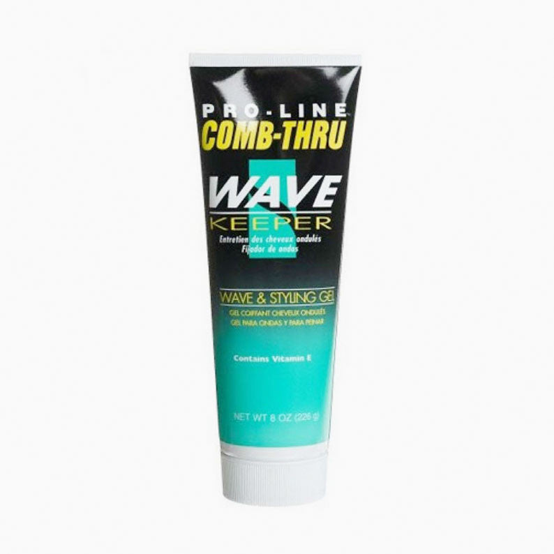 PRO-LINE Wave Keeper Styling Gel in an 8 oz tube for defining waves and curls with vitamin E