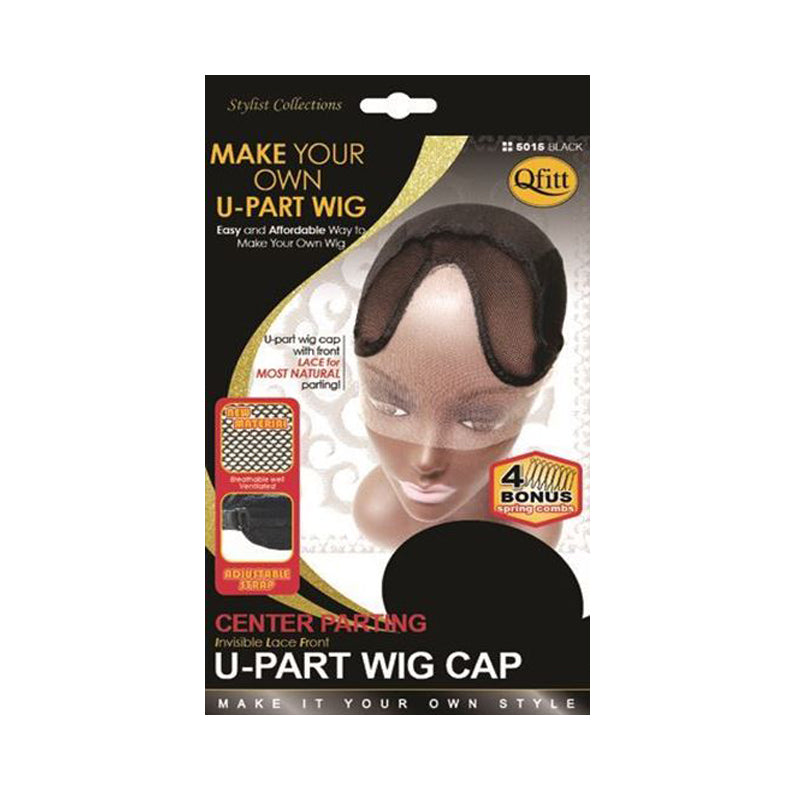M&M invisible lace front u-part wig cap for center parting with adjustable straps and bonus combs