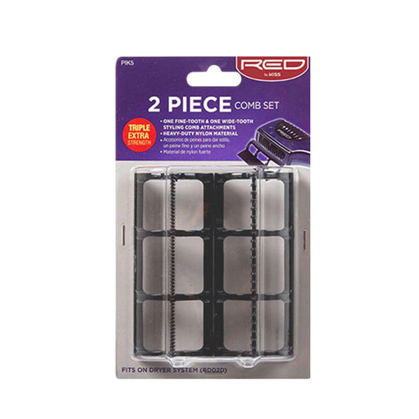 RED BEAUTY by KISS pik 2 piece comb set for wigs black nylon dryer styling combs