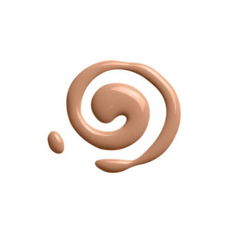 IVY BEAUTY by KISS no more blemish liquid foundation medium tan swirled drop on white background