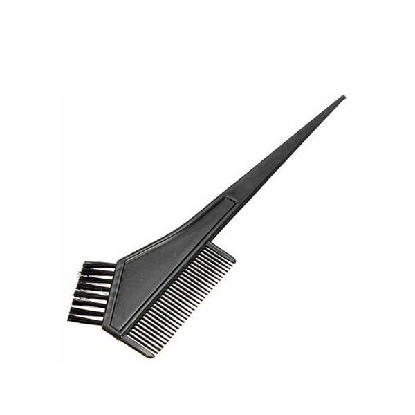 ANNIE black plastic hair dye brush with comb and rat tail handle for sectioning and precise color application