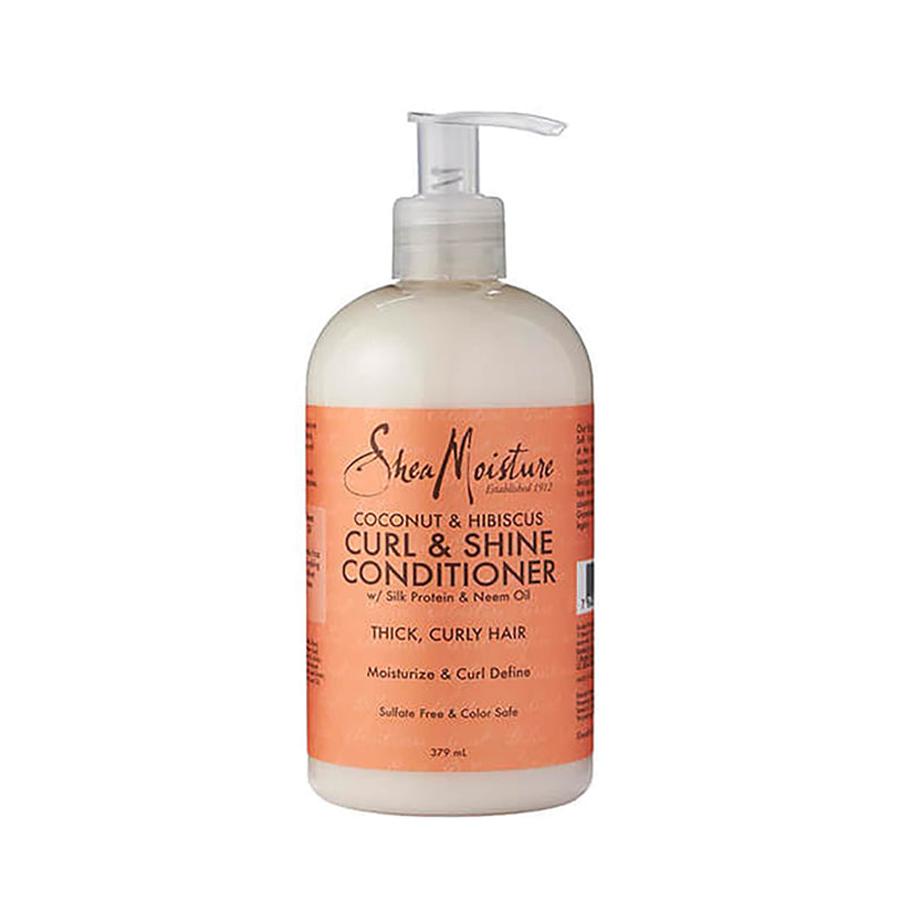 Shea Moisture Coconut Hibiscus Curl Conditioner for thick and curly hair with silk protein and neem oil
