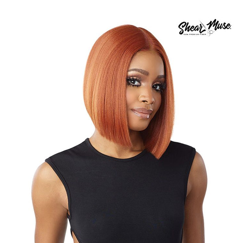 SENSATIONNEL hd lace front wig red straight chin length bob with center part for a natural look