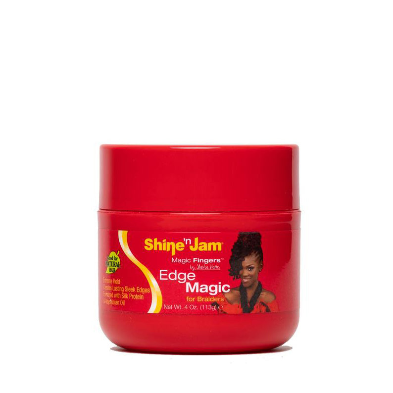 AMPRO Shine N Jam Edge Magic edge control gel for braids in red 4 oz jar