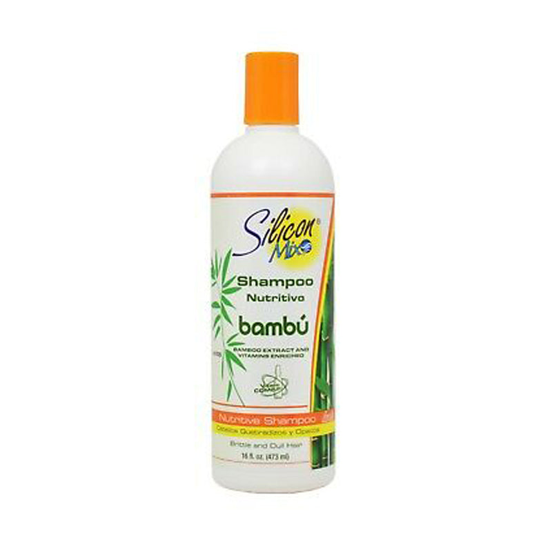 Silicon Mix Bambu shampoo nourishing bamboo extract bottle 16 oz white bottle with orange cap