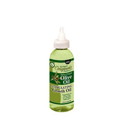 AFRICA'S BEST olive oil hair growth oil in a green bottle for stimulating hair growth and scalp health
