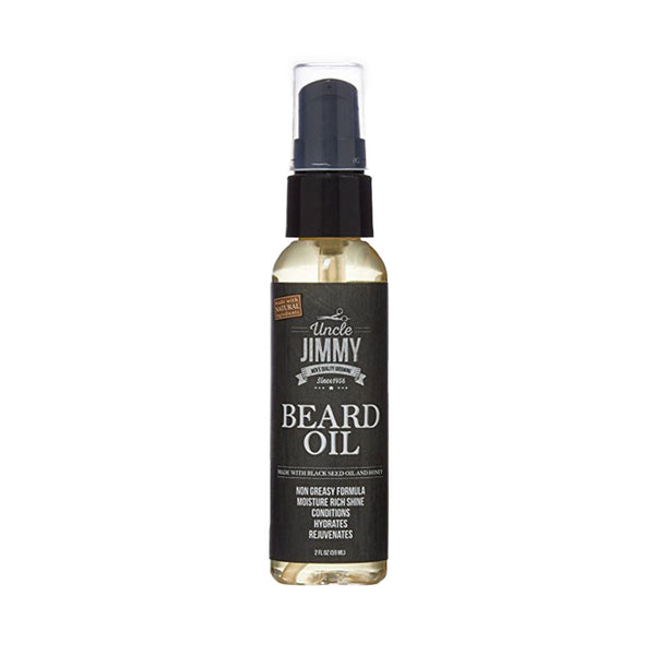 Uncle Jimmy Beard Growth Oil pump bottle with black label for moisturizing non greasy beard grooming