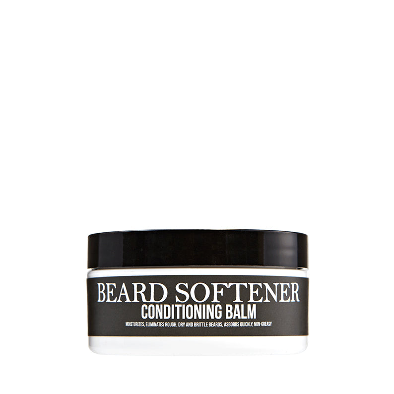 Uncle Jimmy beard softener balm jar with black lid and white label Beard Softener Conditioning Balm