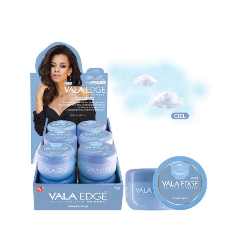 VALA EDGE edge control pomade for sleek hair blue moisture rich pomade jars in display box