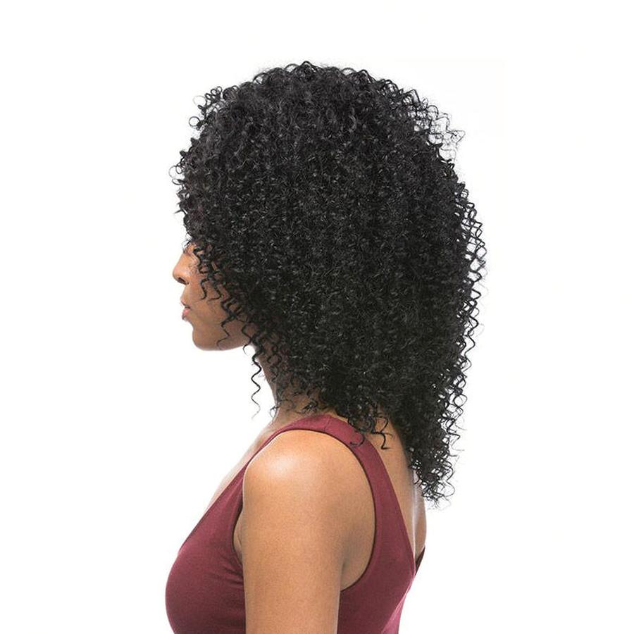 Outre Velvet Brazilian Remi human hair in natural curly style for a voluminous look