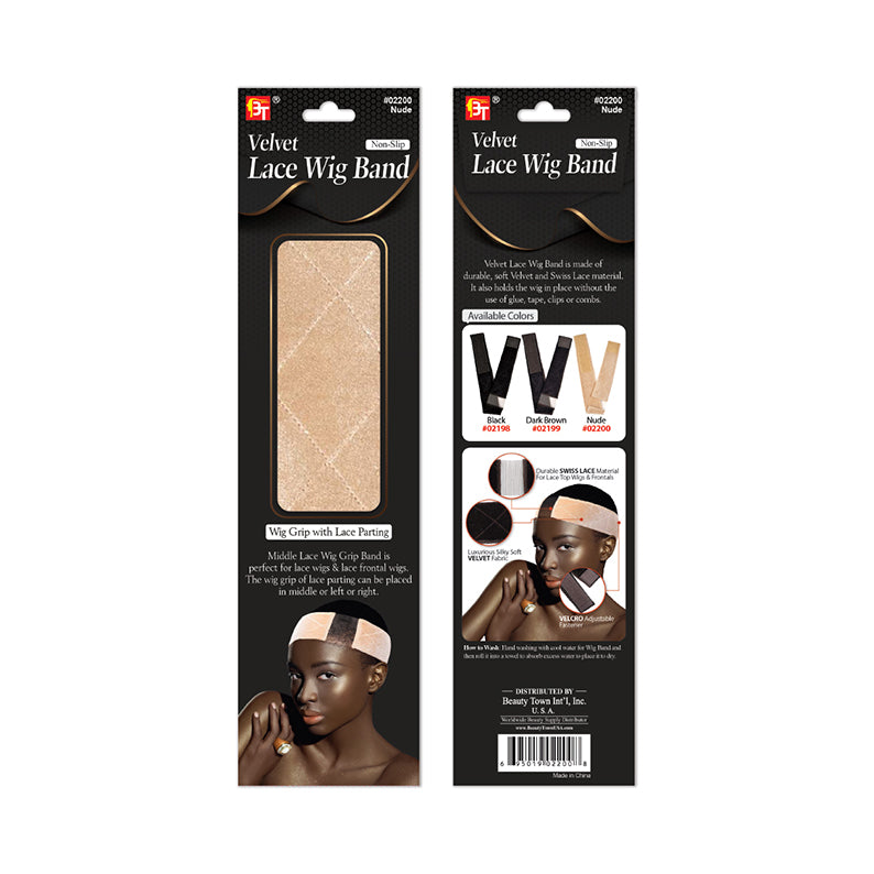 Beauty Town velvet lace wig band nude in original packaging for secure wig grip and lace parting