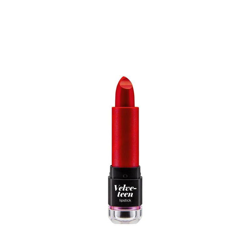 NICKA K Velveteen Red Lipstick in sleek black and clear tube makeup product