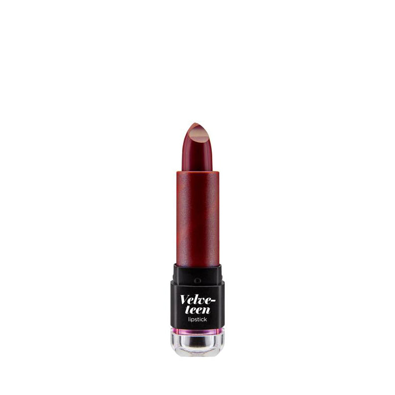 NICKA K Velveteen lipstick in rich deep red shade with smooth creamy texture