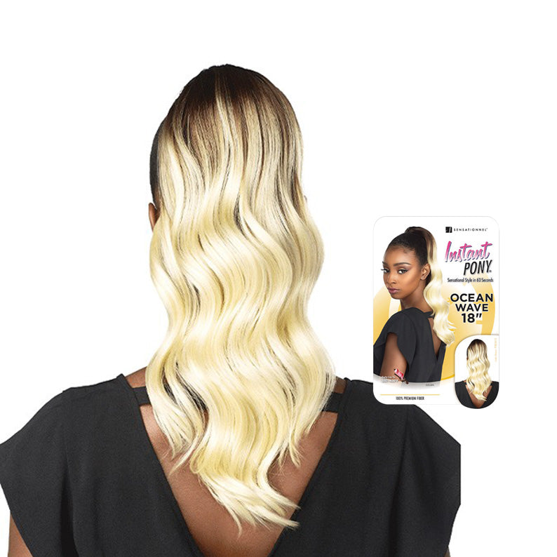 Sensationnel ocean wave ponytail extension 18 inch long blonde hair with soft waves