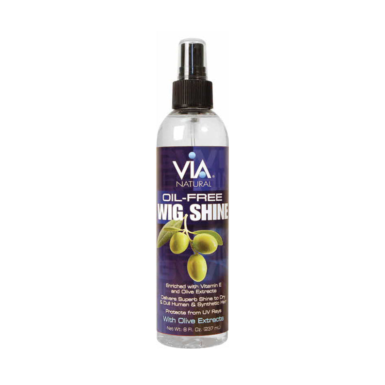 VIA NATURAL Oil Free Wig Shine Spray enriched with Vitamin E and olive extracts for glossy wig care