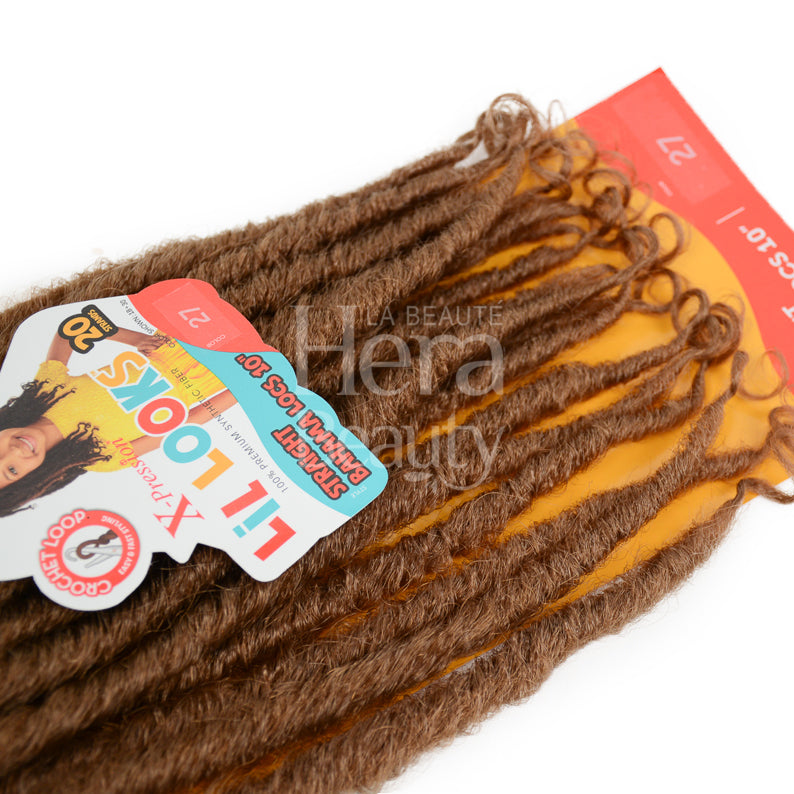 Outre brown synthetic braid pack showing looped ends for easy install kids Bahama locs hair extensions